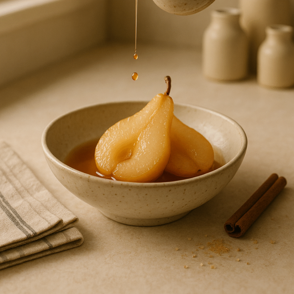 Gluten Free Poached Pears in Apple Cider