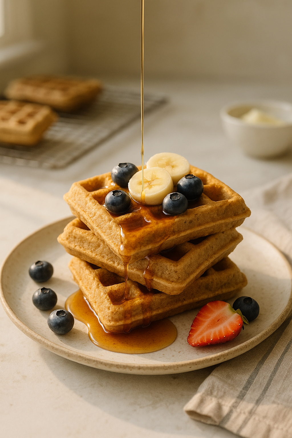 Oat Flour Waffles (Easy Gluten Free Breakfast Recipe)