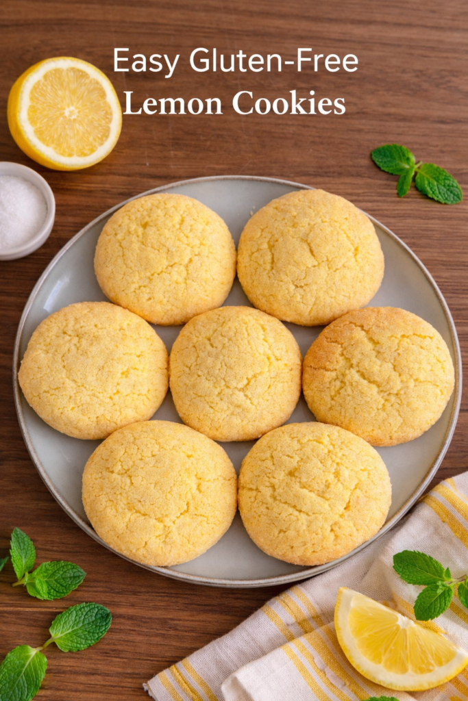 Gluten free lemon cookies , soft and lightly cracked