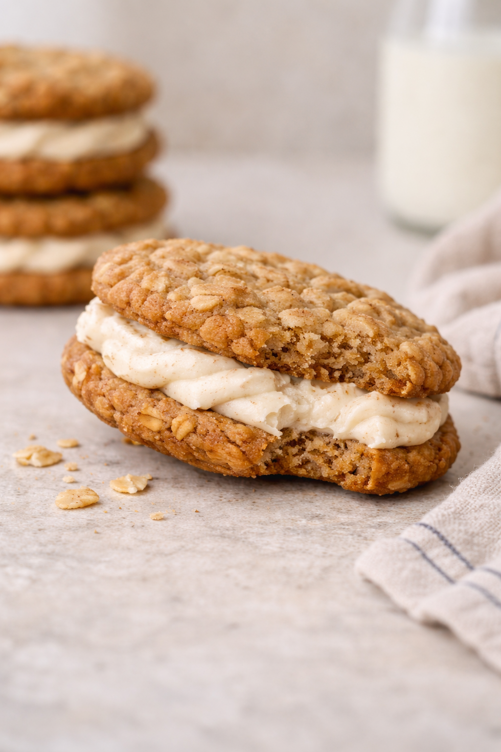 Gluten Free Eggnog Oatmeal Cream Pies (Soft & Chewy)